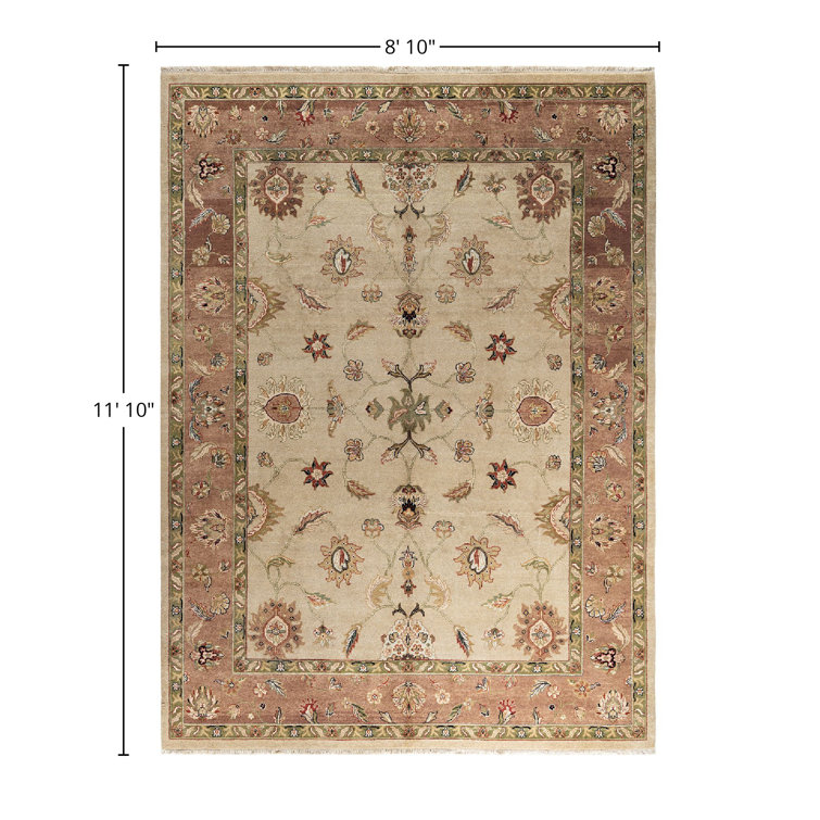 Handmade Sand Wool Rectangular Area Rug, 8' 10" x 11' 10"