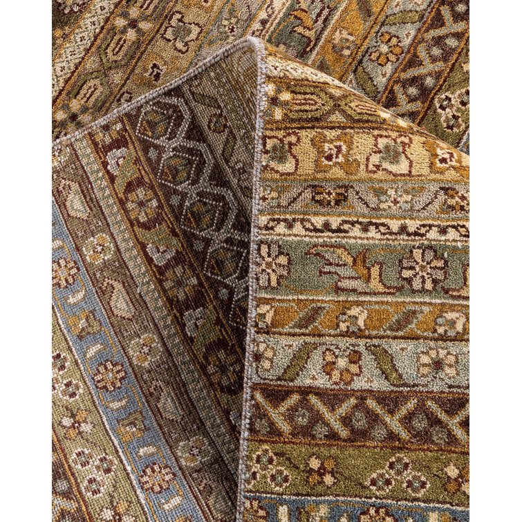 Ivory and Beige Hand-Knotted Wool Geometric Rug, 8' 1" x 10' 1"