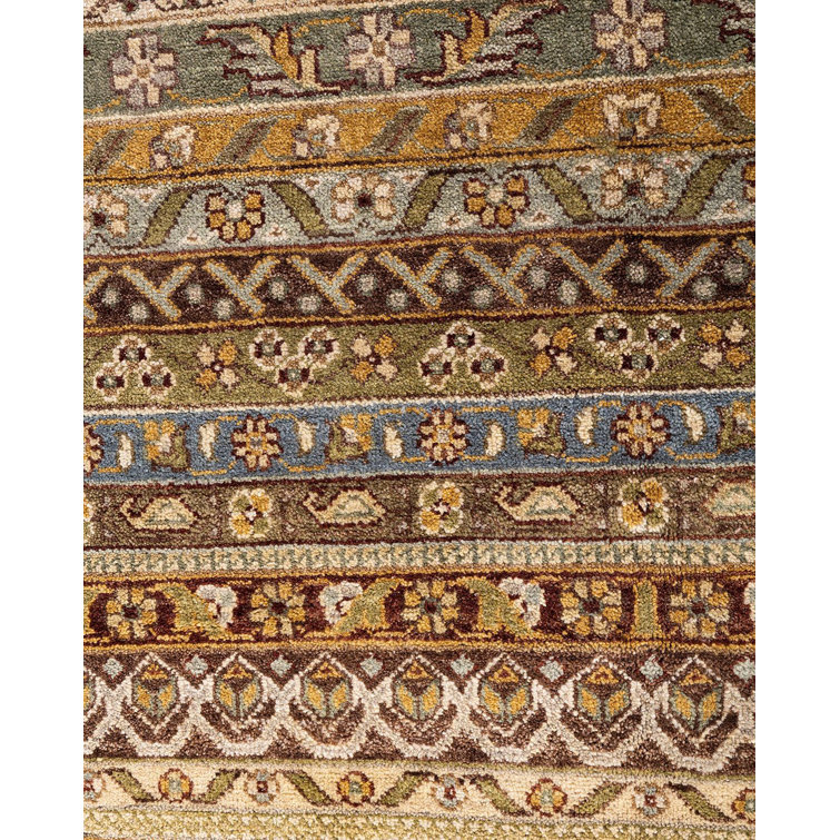 Ivory and Beige Hand-Knotted Wool Geometric Rug, 8' 1" x 10' 1"