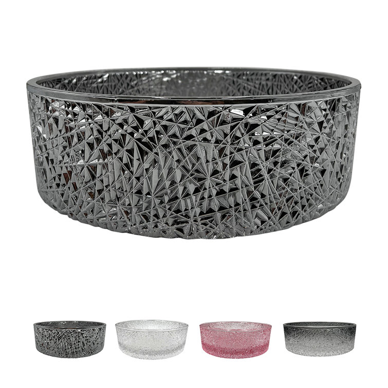 Light Black Textured Glass Circular Bathroom Vessel Sink