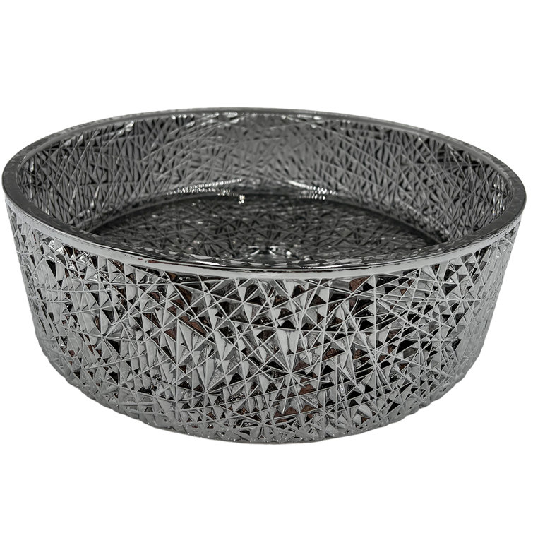 Light Black Textured Glass Circular Bathroom Vessel Sink
