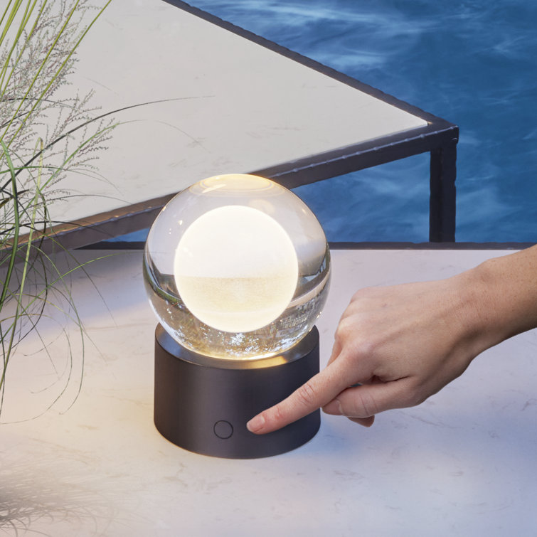 Mina Black Crystal Sphere Rechargeable Table Lamp