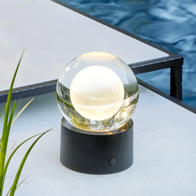 Mina Black Crystal Sphere Rechargeable Table Lamp