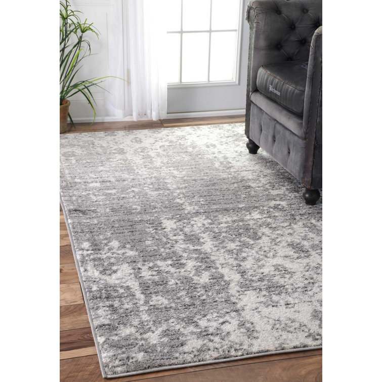 Elysian Clouds Abstract Gray Synthetic 5' x 8' Area Rug