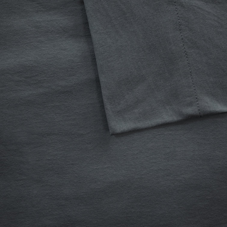 Dark Grey Full Cotton Blend Jersey Knit Sheet Set