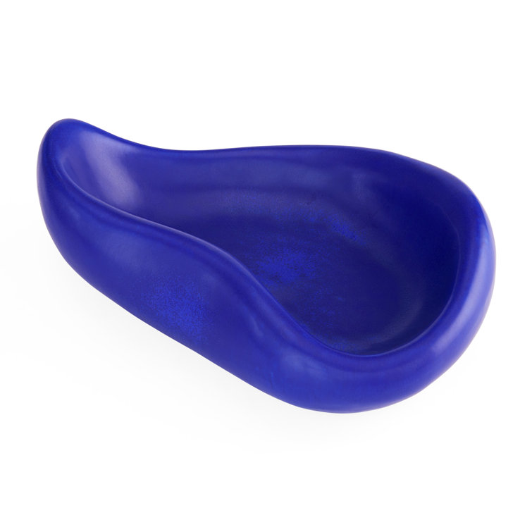 Medium Abstract Cobalt Blue Stoneware Decorative Bowl