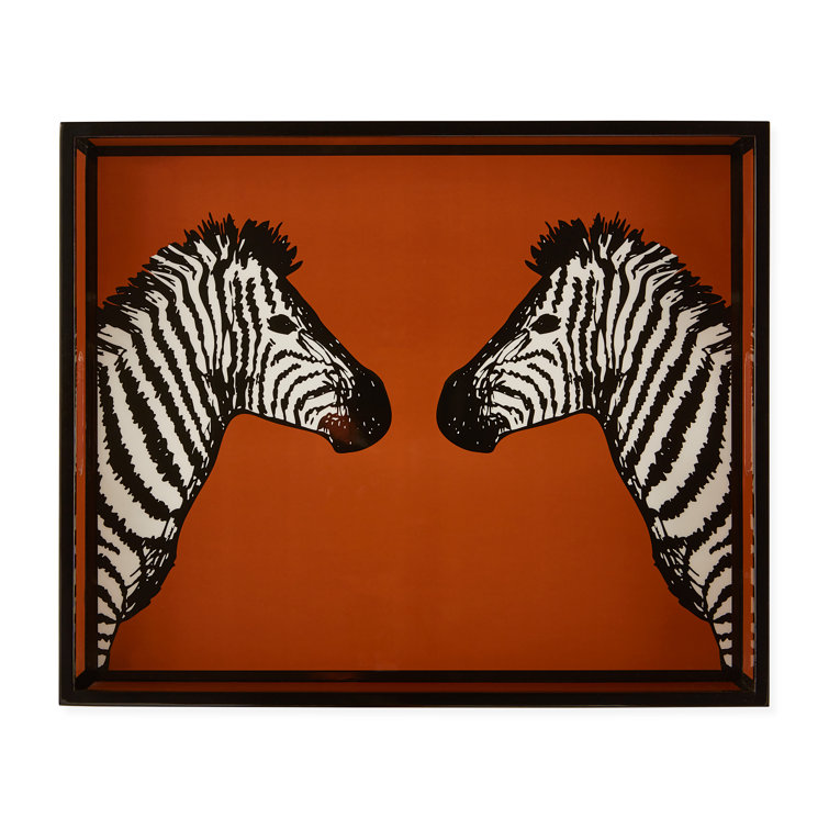 Cognac and Black Zebra Lacquer Rectangle Tray