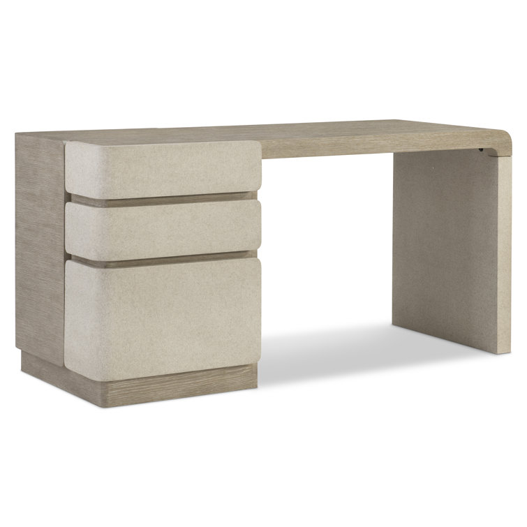 Gray Wood Transitional Writing Desk with Three Drawers