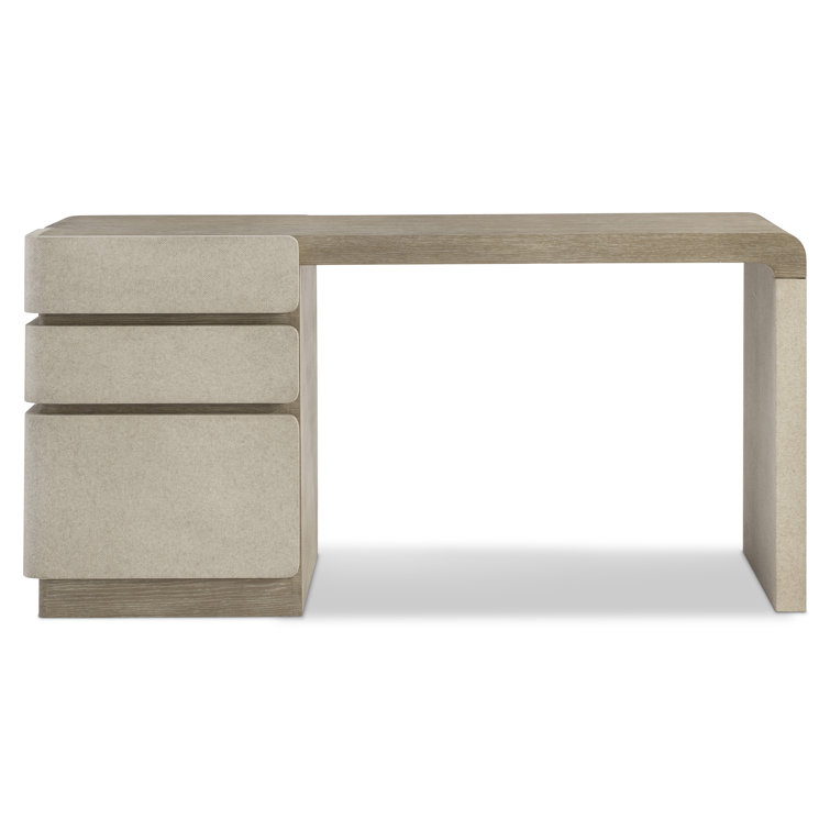 Gray Wood Transitional Writing Desk with Three Drawers