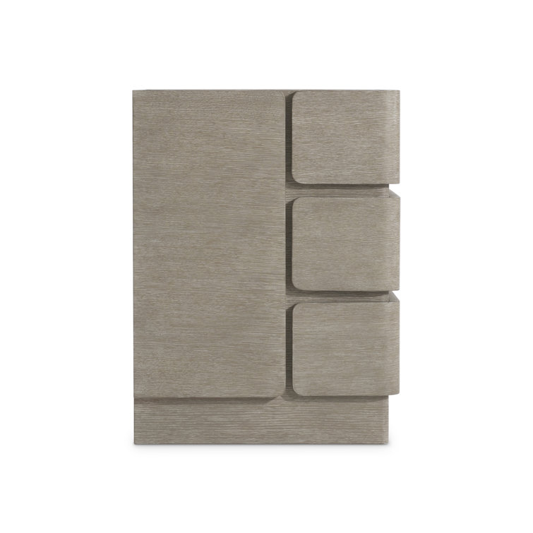 Clay Finish Oak 3-Drawer Modern Nightstand