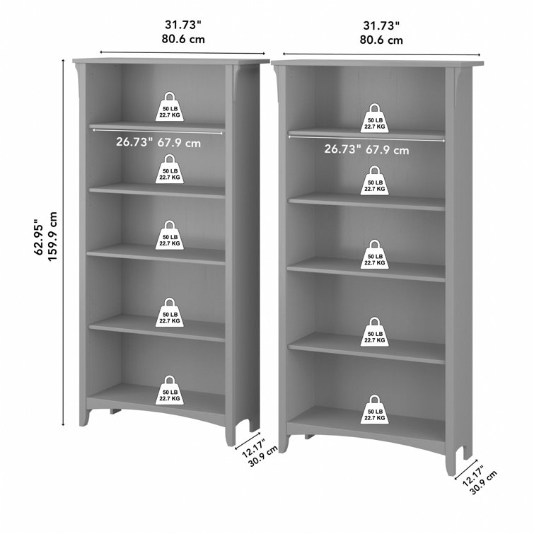 Cape Cod Gray Adjustable 5-Shelf Floor-Standing Bookcase Set