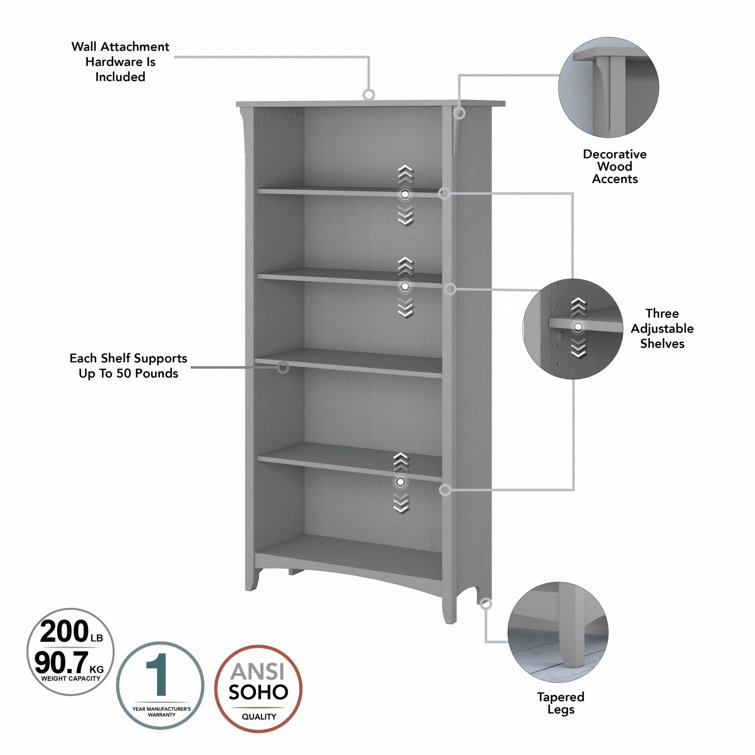 Cape Cod Gray Adjustable 5-Shelf Floor-Standing Bookcase Set