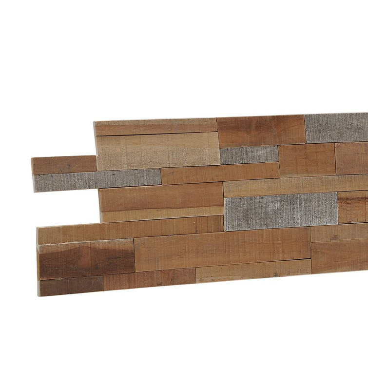 Terra 23.62'' Brown and Gray Teak Wood Wall Paneling