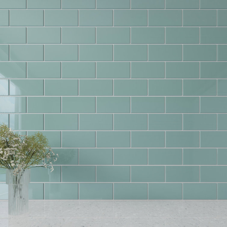 Classic Premium Glossy Gray Glass Subway Wall Tile 3" x 6"