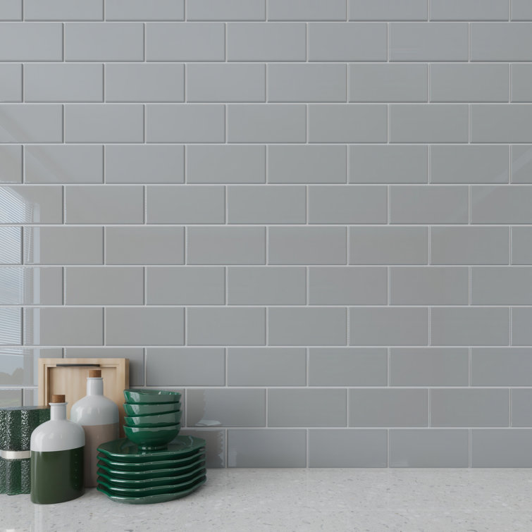 Gray 4x12 Glass Subway Wall Tile