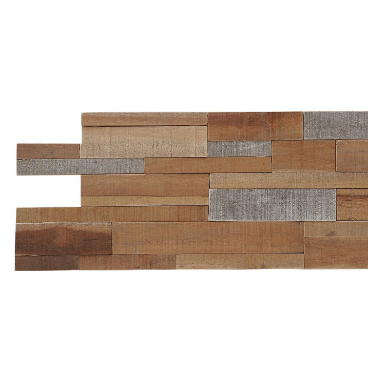 Terra 23.62'' Brown and Gray Teak Wood Wall Paneling