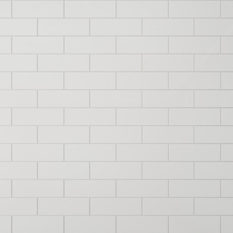 Bright White Glass Subway 4" x 12" Wall Tile