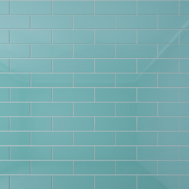 Teal 12" x 4" Glass Subway Tile for Bathroom and Kitchen