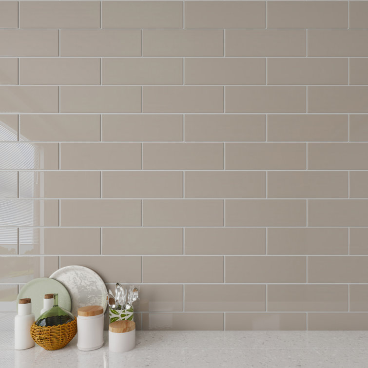 Light Taupe 4x12 Glass Subway Wall Tile
