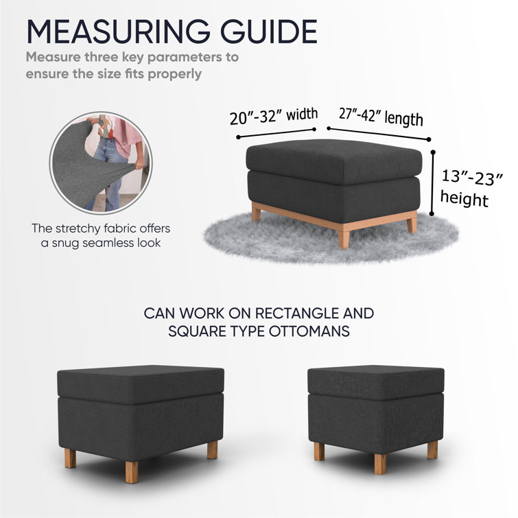 Cream Stretch Rectangular Ottoman Cover