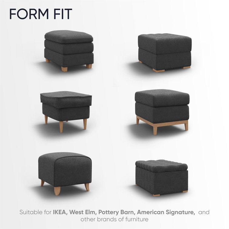 Cream Stretch Rectangular Ottoman Cover