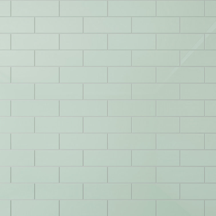 Winter Sage Glossy Glass Subway Wall Tile 4" x 12"
