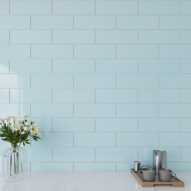 Morning Sky Blue 4" x 12" Glass Subway Wall Tile