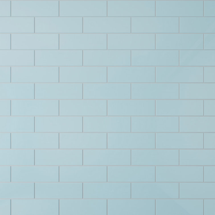 Morning Sky Blue 4" x 12" Glass Subway Wall Tile