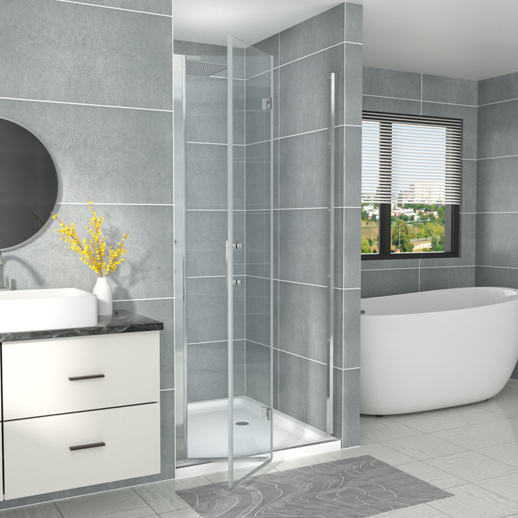 30" x 72" Chrome Semi-Frameless Bi-Fold Shower Door with Clear Glass