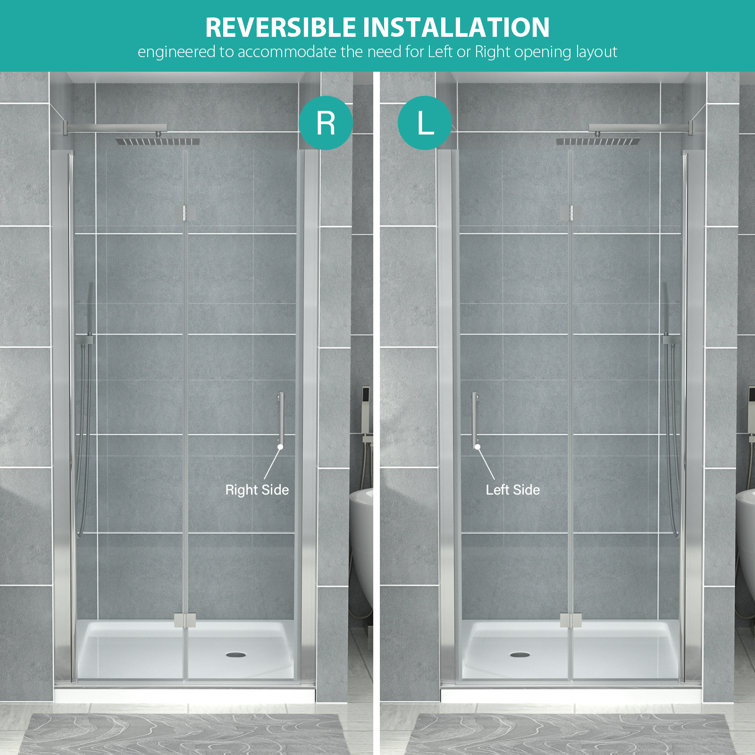 30" x 72" Chrome Semi-Frameless Bi-Fold Shower Door with Clear Glass