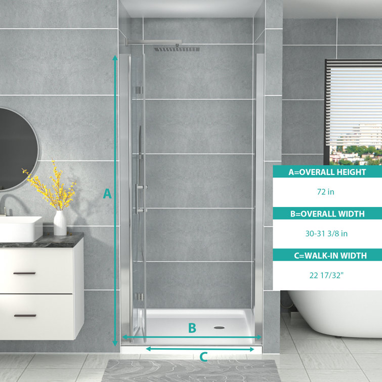 30" x 72" Chrome Semi-Frameless Bi-Fold Shower Door with Clear Glass