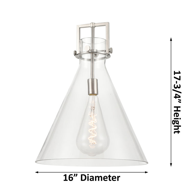 Newton 17.75'' Polished Nickel Clear Glass Cone Pendant Light