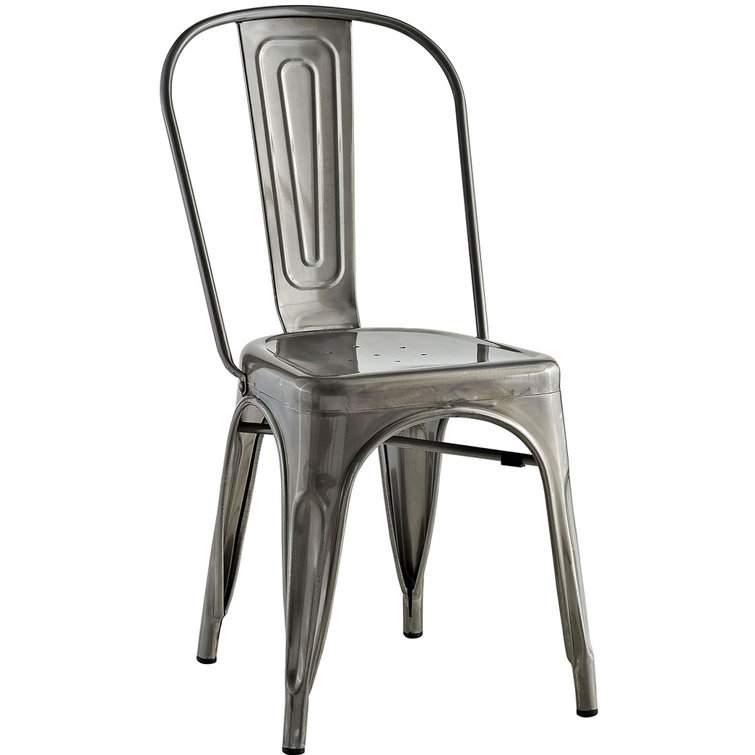 Gunmetal High Back Metal Side Chair