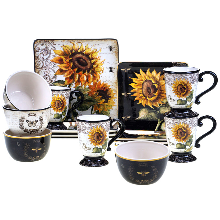 Holiday Square Ceramic 16-Piece Dinnerware Set for 4