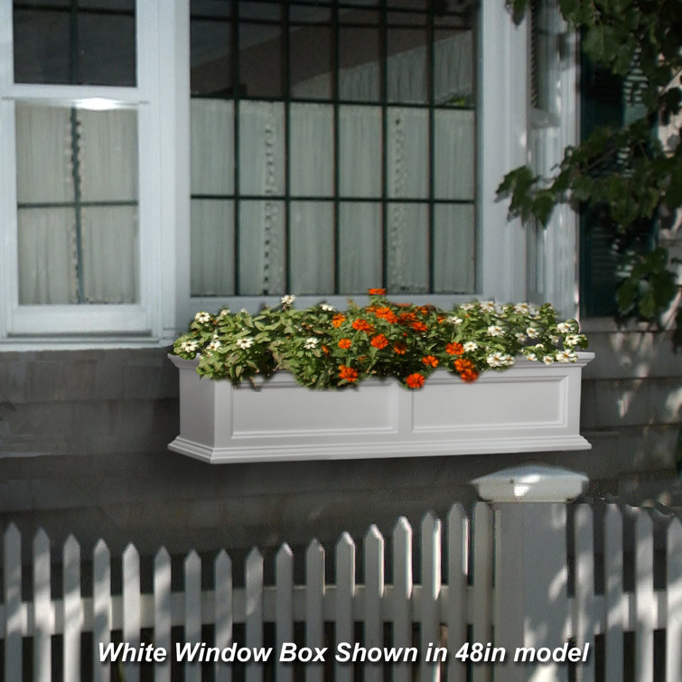 White 36" Traditional Resin Self-Watering Window Box Planter