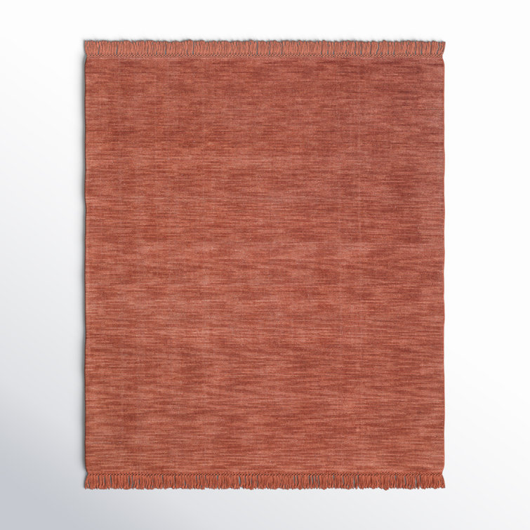 Handmade Red Wool Fringed 8' x 10' Area Rug