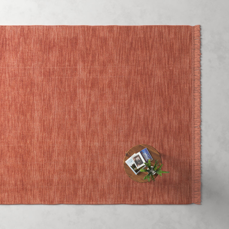 Handmade Red Wool Fringed 8' x 10' Area Rug
