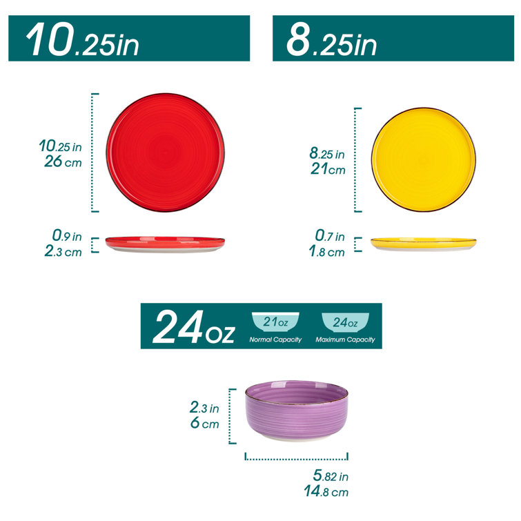 Bonita 12-Piece Multicolor Ceramic Dinnerware Set, Service for 4