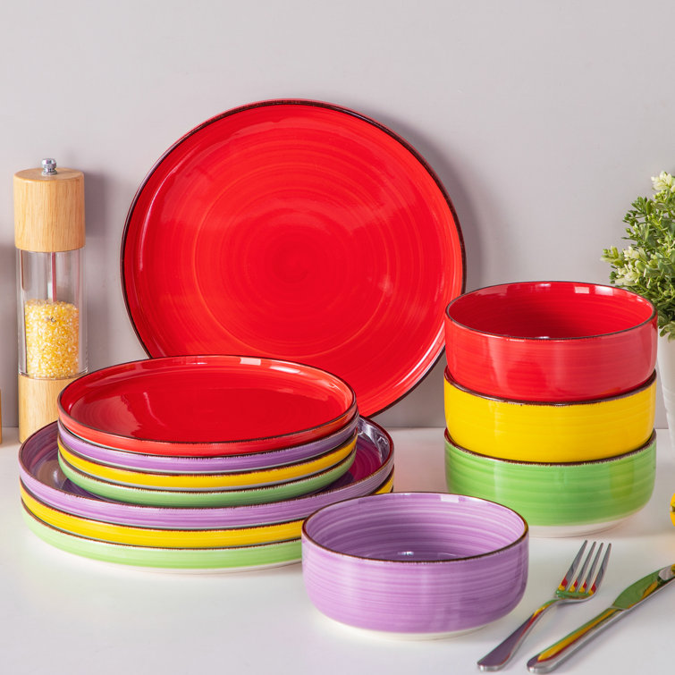 Bonita 12-Piece Multicolor Ceramic Dinnerware Set, Service for 4
