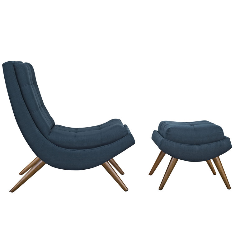 Azure Elegance Manufactured Wood Lounge Chair and Ottoman Set