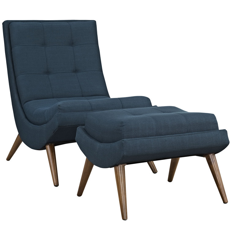 Azure Elegance Manufactured Wood Lounge Chair and Ottoman Set