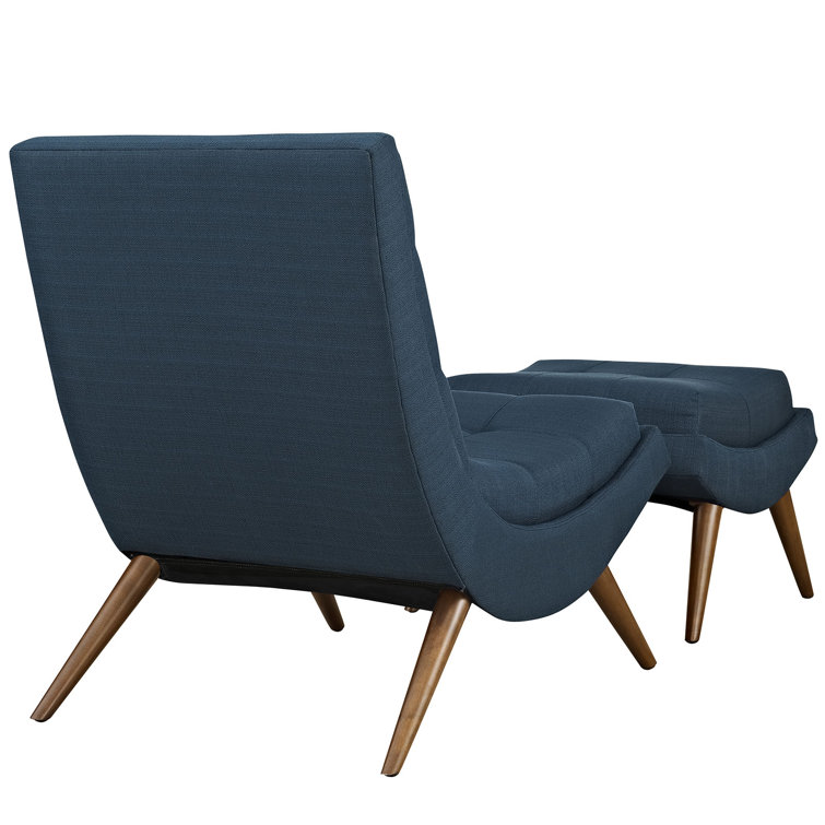 Azure Elegance Manufactured Wood Lounge Chair and Ottoman Set