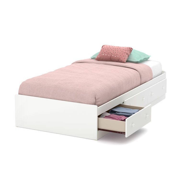 White Twin Captain's Bed with 3 Storage Drawers
