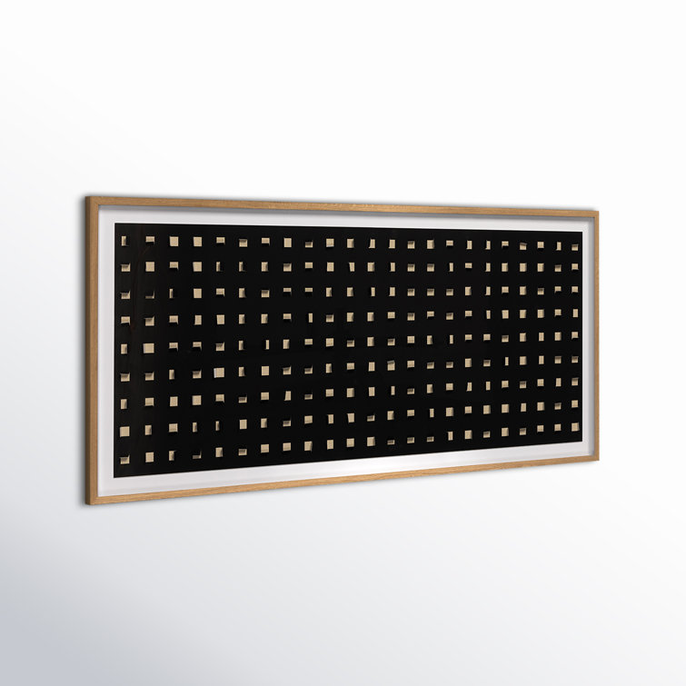Tan and Black Abstract Canvas Wall Art with Oak Frame