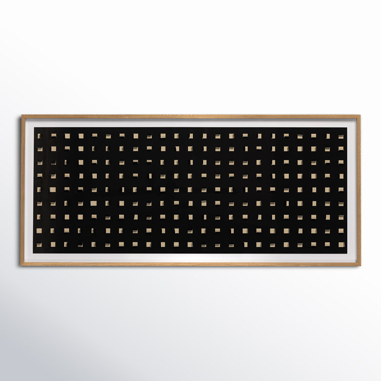 Tan and Black Abstract Canvas Wall Art with Oak Frame