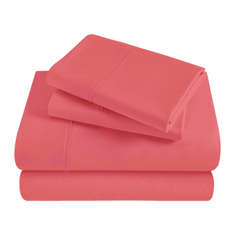 Twin Coral Egyptian Cotton Deep Pocket Bed Sheet Set