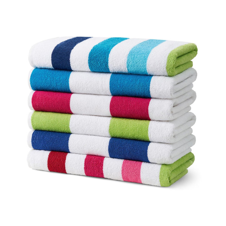Cabana Stripe Quick-Dry Cotton Beach Towels - 6 Pack