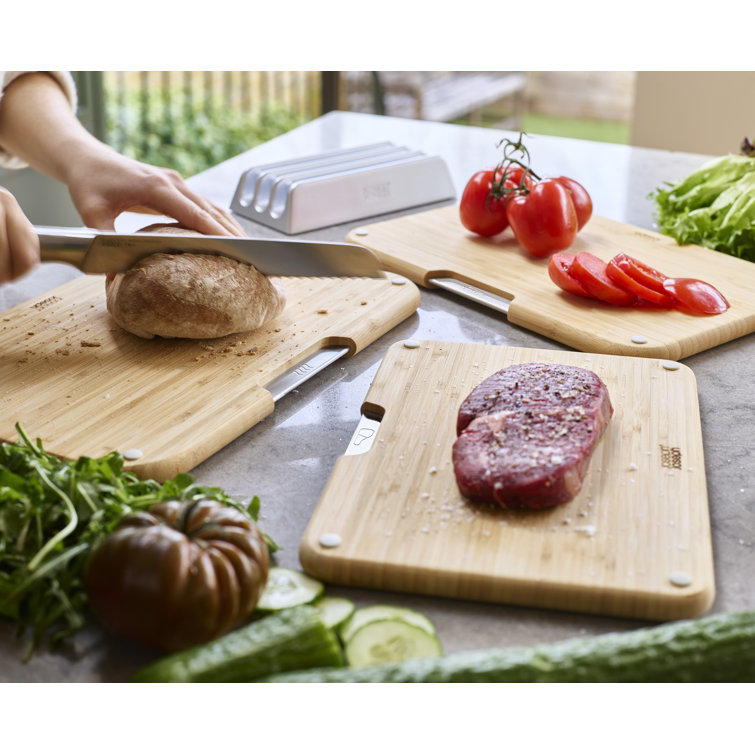 3-Piece Bamboo Cutting Board Set with Metal Stand