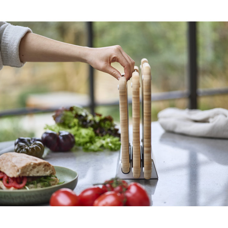 3-Piece Bamboo Cutting Board Set with Metal Stand