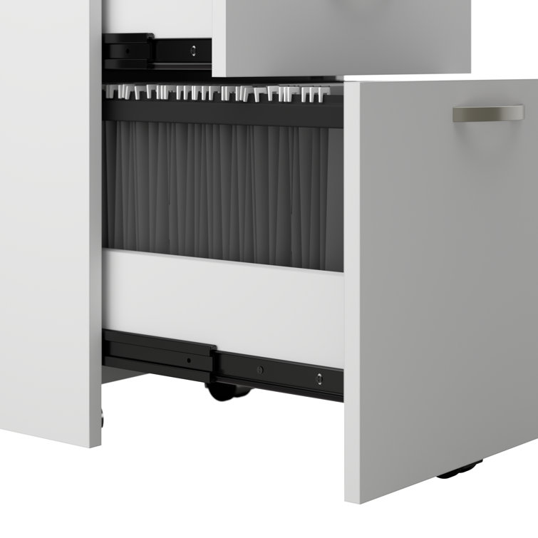 Contemporary Pure White Office Furniture Set with Silver Accents - 11 Pieces